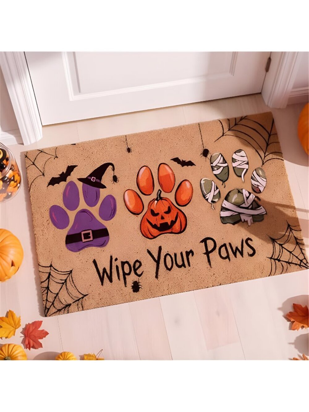 Halloween Door Mat, 30x17 Inch Wipe Your Paws Rug